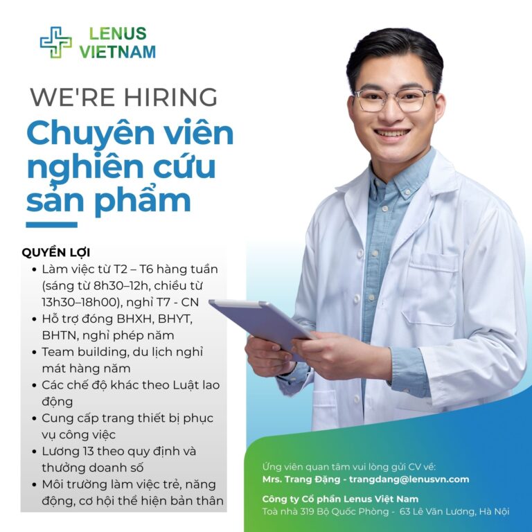 Lenus Việt Nam tuyển dụng vị trí Chuyên viên nghiên cứu sản phẩm